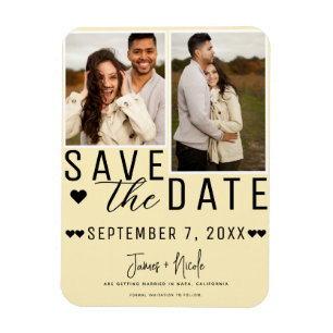 Magnet Flexible Moderne Pale Yellow Enregistrer la date 2 Mariage 