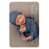Magnet Flexible Moderne Personnalisable simple Nom bébé Photo Nais (Vertical)