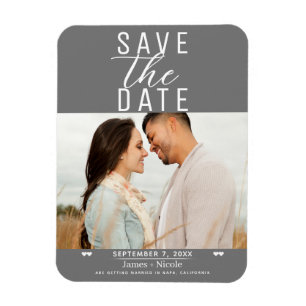Magnet Flexible Moderne Photo de mariage gris et blanc pour save t