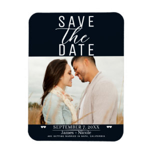 Magnet Flexible Moderne Photo Mariage Noir Blanc Save the Date