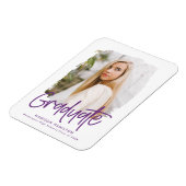 Magnet Flexible Moderne Preppy Purple Script Photo Graduation (Côté Gauche)