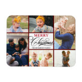 Magnet Flexible Moderne Rouge Élégante Calligraphie Photo Collage  (Horizontal)