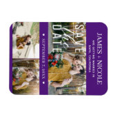 Magnet Flexible Moderne Royal Purple Enregistrer la date Mariage 3 (Horizontal)