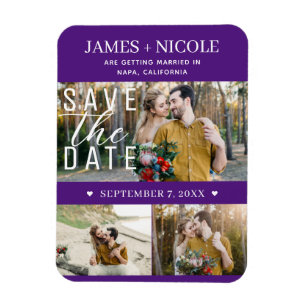 Magnet Flexible Moderne Royal Purple Enregistrer la date Mariage 3