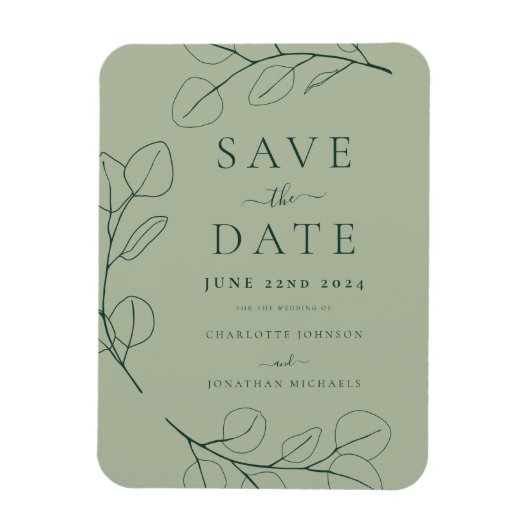Magnet Flexible Moderne simple Mariage vert Sage Foliage (Vertical)