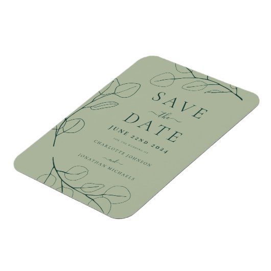 Magnet Flexible Moderne simple Mariage vert Sage Foliage (Côté Gauche)