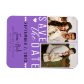 Magnet Flexible Moderne violet Enregistrer la date 2 Mariage photo (Horizontal)