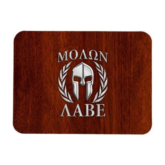 Magnet Flexible Molon Labe Spartan Warris Laurels Chro Wood Print (Horizontal)