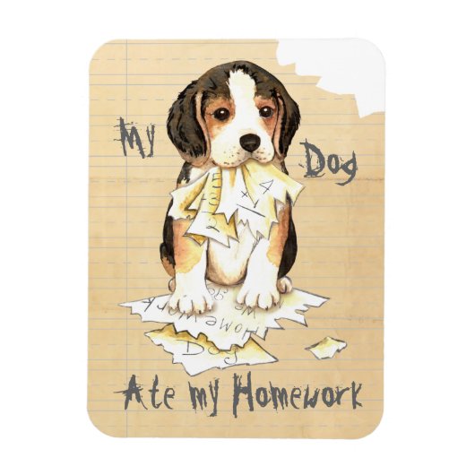 Magnet Flexible Mon Beagle A Mangé Mes devoirs (Vertical)