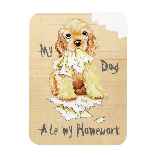 Magnet Flexible Mon Cocker Spaniel A Mangé Mes Devoirs (Vertical)