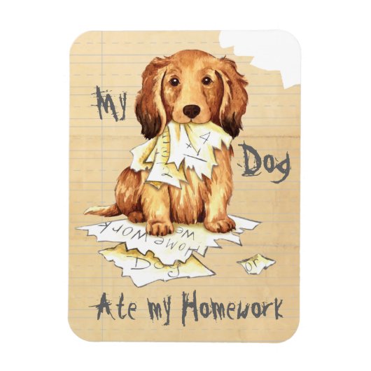 Magnet Flexible Mon Dachshund allongé a mangé mes devoirs (Vertical)