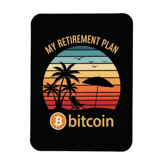 Magnet Flexible Mon Plan de Retraite Bitcoin Plage Coucher de sole (Vertical)