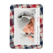 Magnet Flexible Mon premier Noël moderne Plaid Baby Photo (Vertical)