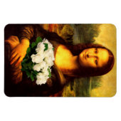 Magnet Flexible Mona Lisa avec bouquet de roses blanches (Horizontal)