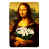 Magnet Flexible Mona Lisa avec bouquet de roses blanches (Vertical)