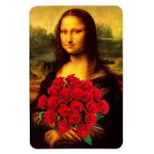 Magnet Flexible Mona Lisa avec bouquet de roses rouges (Vertical)