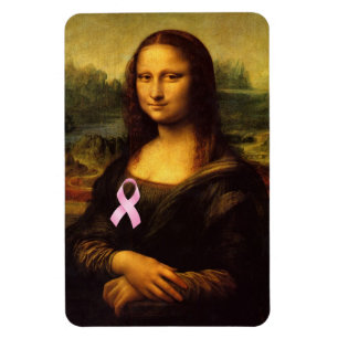 Magnet Flexible Mona Lisa With Pink Ribbon