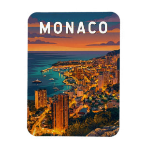 Magnet Flexible Monaco Illustration Voyage Art Vintage