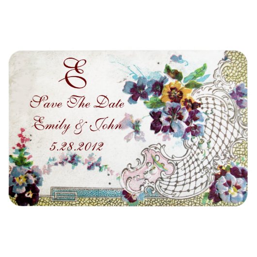 Magnet Flexible MONOGRAM ROMANTİCA, Enregistrer La Date (Horizontal)