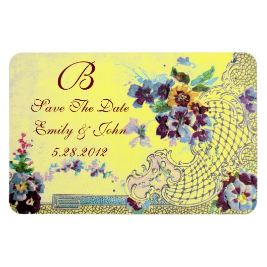 Magnet Flexible MONOGRAM ROMANTİCA, Enregistrer La Date (Horizontal)