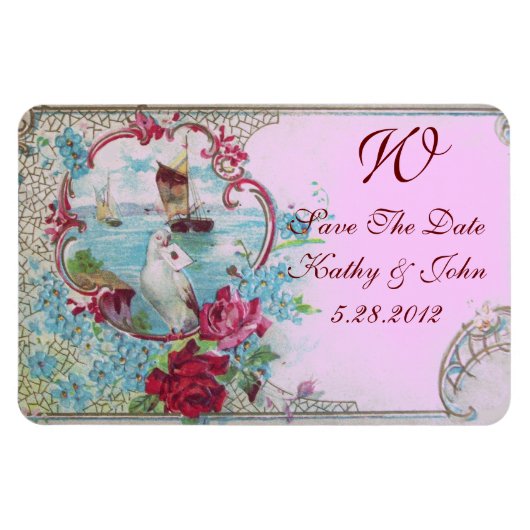 Magnet Flexible MONOGRAM ROMANTİCA, Enregistrer La Date (Horizontal)