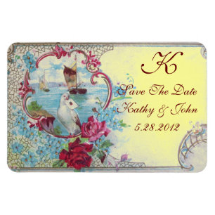 Magnet Flexible MONOGRAM ROMANTİCA, Enregistrer La Date, Jaune