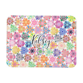 Magnet Flexible Monogramme Colorful Boho Mandala Motif Ajouter Nom
