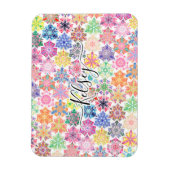 Magnet Flexible Monogramme Colorful Boho Mandala Motif Ajouter Nom (Vertical)