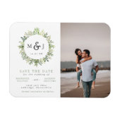 Magnet Flexible Monogramme de couronne feuille Photo du Mariage En (Horizontal)