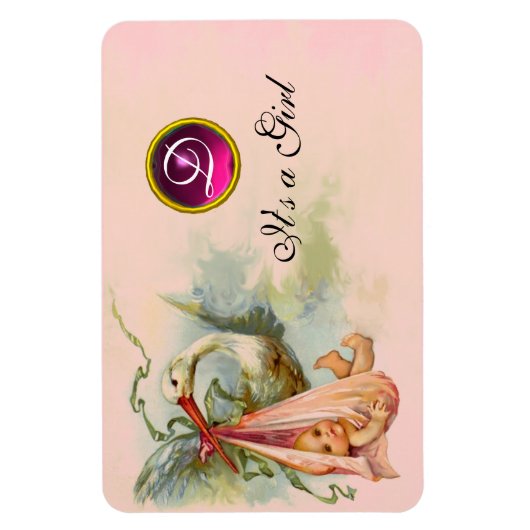 MAGNET FLEXIBLE MONOGRAMME DE DOUCHE POUR FILLES BÉBÉ EN STORK (Vertical)