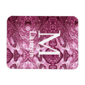 Magnet Flexible monogramme de nom girly abstrait métallisé rose (Horizontal)