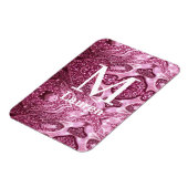 Magnet Flexible monogramme de nom girly abstrait métallisé rose (Côté Gauche)