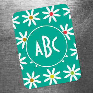Magnet Flexible Monogramme de points de marguerite turquoise