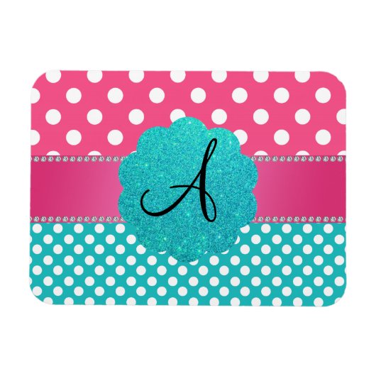 Magnet Flexible Monogramme diamants pois rose (Horizontal)