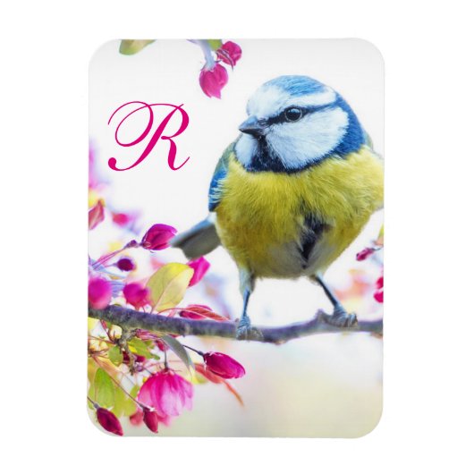 Magnet Flexible Monogramme d'oiseaux et de fleurs (Vertical)
