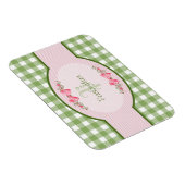 Magnet Flexible Monogramme En vichy Vert Fille Avec Nom (Côté Droit)