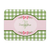 Magnet Flexible Monogramme En vichy Vert Fille Avec Nom (Horizontal)