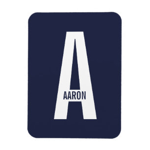Magnet Flexible Monogramme et nom personnalisés gras modernes