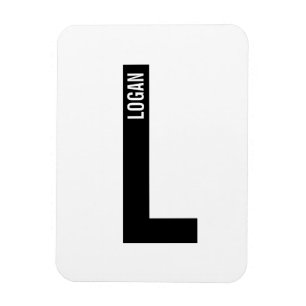 Magnet Flexible Monogramme et nom personnalisés gras modernes