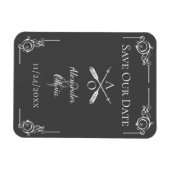 Magnet Flexible Monogramme gris et flèches Enregistrer la date (Horizontal)