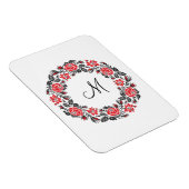 Magnet Flexible Monogramme initial des roses rouges à point croisé (Côté Droit)