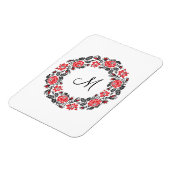 Magnet Flexible Monogramme initial des roses rouges à point croisé (Côté Gauche)