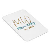 Magnet Flexible Monogramme marron bleu turquoise année simple mini (Côté Droit)