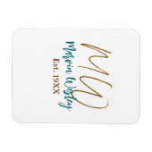 Magnet Flexible Monogramme marron bleu turquoise année simple mini (Horizontal)