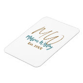 Magnet Flexible Monogramme marron bleu turquoise année simple mini (Côté Gauche)