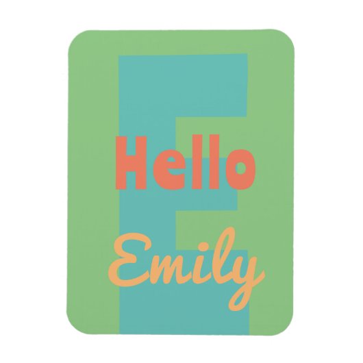 Magnet Flexible monogramme moderne menthe corail rose pêche (Vertical)