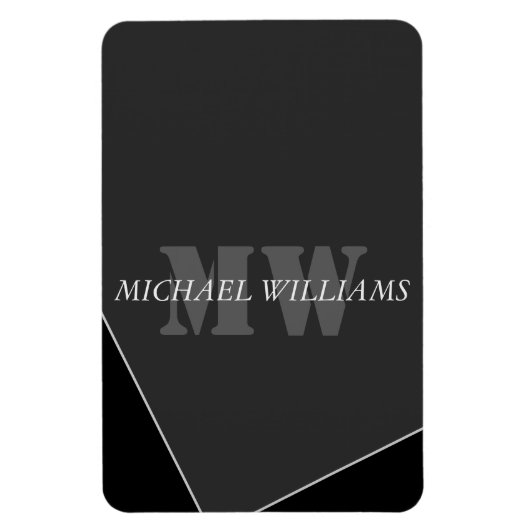 Magnet Flexible Monogramme noir gris artistique moderne (Vertical)