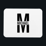Magnet Flexible Monogramme personnalisé et aimant de nom<br><div class="desc">Monogramme personnalisé et cadeaux de nom avec monogramme personnalisé en noir gras moderne sans serif style de police avec boîte de nom au milieu du monogramme. Parfait comme décors de maison,  cadeaux de ménage,  cadeaux de vacances pour la famille et plus.</div>