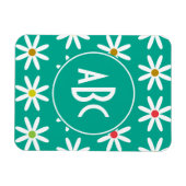 Magnet Flexible Monogramme points marguerite sarcelle (Horizontal)