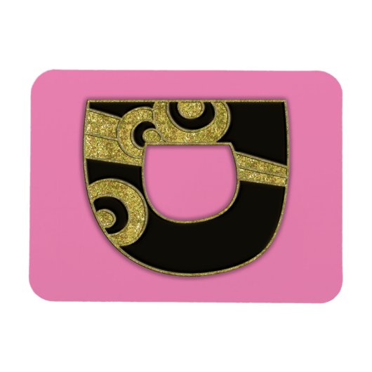 Magnet Flexible monogramme rétro - D (Horizontal)